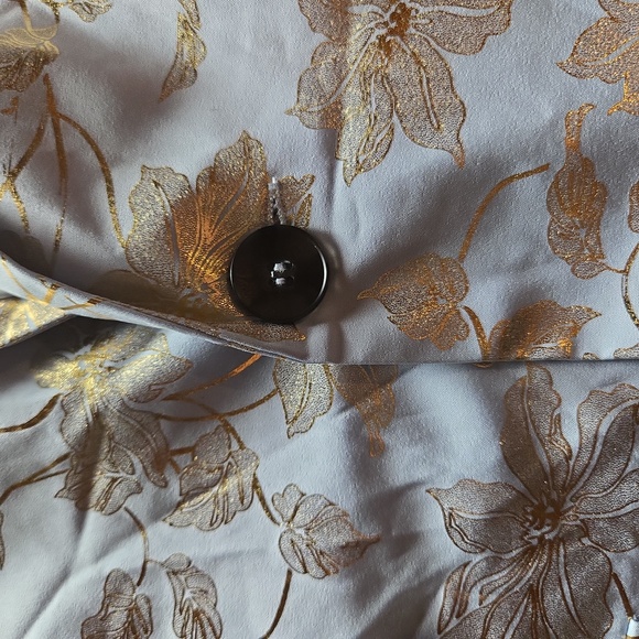 Manfinity Pastel Eggshell Blue Gold Metallic Floral Suit Coat Blazer - Picture 5 of 15